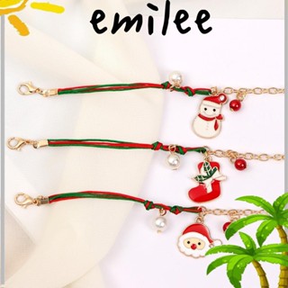 Emilee สร้อยข้อมือ เชือกมือ จี้อัลลอย ลายซานต้าคลอสน่ารัก ของขวัญคริสต์มาส