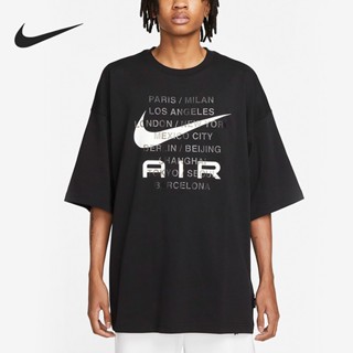 Nike เสื้อยืดแขนสั้น คอกลม ผ้าถัก พิมพ์ลายตัวอักษร SWOOSH แนวสตรีท ของแท้ 100% สําหรับผู้ชาย