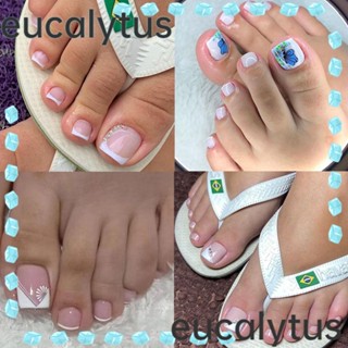 Eucalytus1 เล็บปลอม แบบสั้น ทรงสี่เหลี่ยม สไตล์ฝรั่งเศส 24 ชิ้น