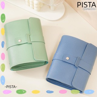 Pista กระเป๋าหนัง PU กันน้ํา อเนกประสงค์ แบบพกพา สีพื้น สําหรับเก็บสร้อยคอ ต่างหู แหวน สร้อยข้อมือ