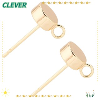 Clever ต่างหูสตั๊ด ชุบทอง 6*9.3 มม. ทองเหลือง ลายจุด เข็มเงินสเตอร์ลิง ห่วงแบน ทรงกลม สําหรับของขวัญวันครบรอบ