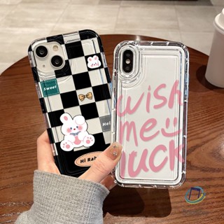 คู่เคสโทรศัพท์โปร่งใสสำหรับ Iphone 11 XR 7Plus 12 13 14 Pro Max 8 Plus X XS กระต่ายสีชมพู ล้างเปลือกกันกระแทกแบบอ่อน