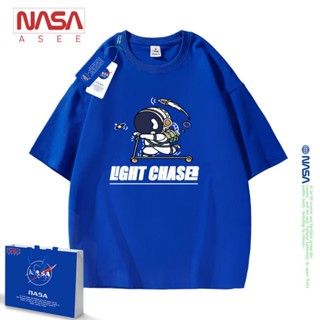 เสื้อยืดแขนสั้น พิมพ์ลาย Nasa Official แฟชั่นฤดูร้อน สําหรับผู้ชาย และผู้หญิง