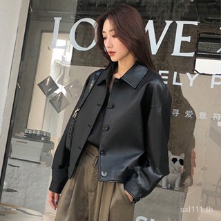 [Autumn new] Haining Leather all-matching small leather coat womens autumn and winter short coat 2023 new Korean style sheep leather jacket VFWG