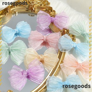 Rosegoods1 ริบบิ้นโบว์ ผ้าตาข่าย สีแคนดี้ แฮนด์เมด ขนาด 6.5~9.5 ซม. สําหรับตกแต่งเสื้อผ้า หมวก รองเท้าเด็กผู้หญิง 10 ชิ้น