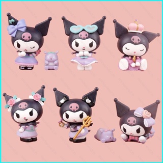 โมเดลตุ๊กตาฟิกเกอร์ Sanrio Kuromi Little Demon and Baku เหมาะกับของขวัญวันเกิด ของเล่นสําหรับเด็ก จํานวน 6 ชิ้น