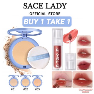 [ซื้อ 1 แถม 1] SACE LADY Compact Powder &amp; P.TW OP ลิปสติกแบบน้ำ 6 สี ควบคุมความมัน กันน้ำ กันเหงื่อ ติดทนนาน No Smudge Cosmetics [prettylady]