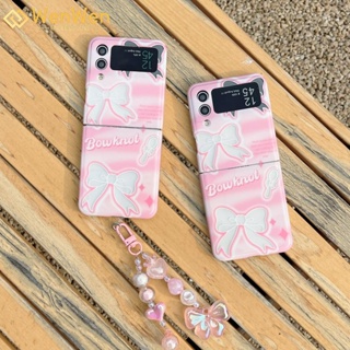 Wenwen เคสโทรศัพท์มือถือ ลายผีเสื้อ พร้อมสายโซ่คล้อง สําหรับ Samsung Z Flip4 Z Flip3