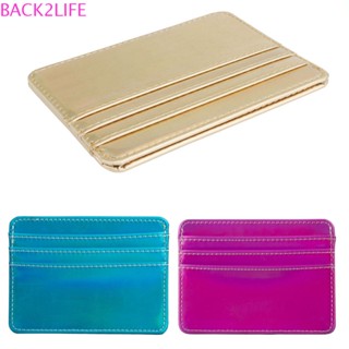 Back2life กระเป๋าสตางค์ หนัง PU โฮโลแกรมเลเซอร์ บาง หลากสี ใส่บัตรเครดิตได้ แฟชั่นสําหรับสตรี