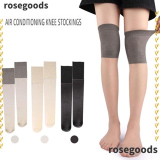 Rosegoods1 ถุงเท้าซิลิโคน ผ้าโพลีเอสเตอร์ กันลื่น ป้องกันเข่า คุณภาพสูง สําหรับผู้หญิง