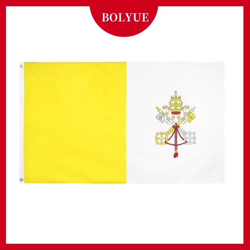 Vatican City ธงชาติคาทอลิก ขนาด 90x150 ซม. 3x5 ฟุต พร้อมปลอกยางทองเหลือง สําหรับตกแต่งในร่ม กลางแจ้ง