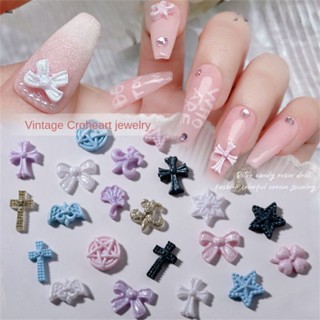 50 ชิ้น Heart Nail Art เครื่องประดับตกแต่ง Pentagram Macaron สีเรซิ่น Bow Nail Accessories nuuo