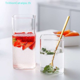 Trillioncatalpa แก้วมักใส ทรงสี่เหลี่ยม สําหรับใส่เครื่องดื่ม กาแฟ น้ําผลไม้ นม ไวน์