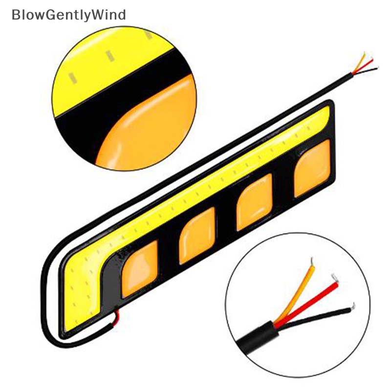 Blowgentlywind ไฟตัดหมอก LED COB DRL กันน้ํา พร้อมสัญญาณไฟเลี้ยว สําหรับรถยนต์ 1 ชิ้น BGW