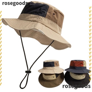 Rosegoods1 หมวกชาวประมง, หมวกปีกกว้างแห้งเร็ว, หมวกบักเก็ต ป้องกันแสงแดด ขนาดใหญ่ ระบายอากาศ ป้องกันรังสียูวี หมวกปีนเขาผู้ชาย