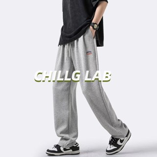 CHILLG LAB กางเกงขายาวผู้ชายฤดูร้อนส่วนบางตรงสบาย ๆ อินเทรนด์ทั้งหมดตรงกับกางเกงกีฬาขากว้างหลวม