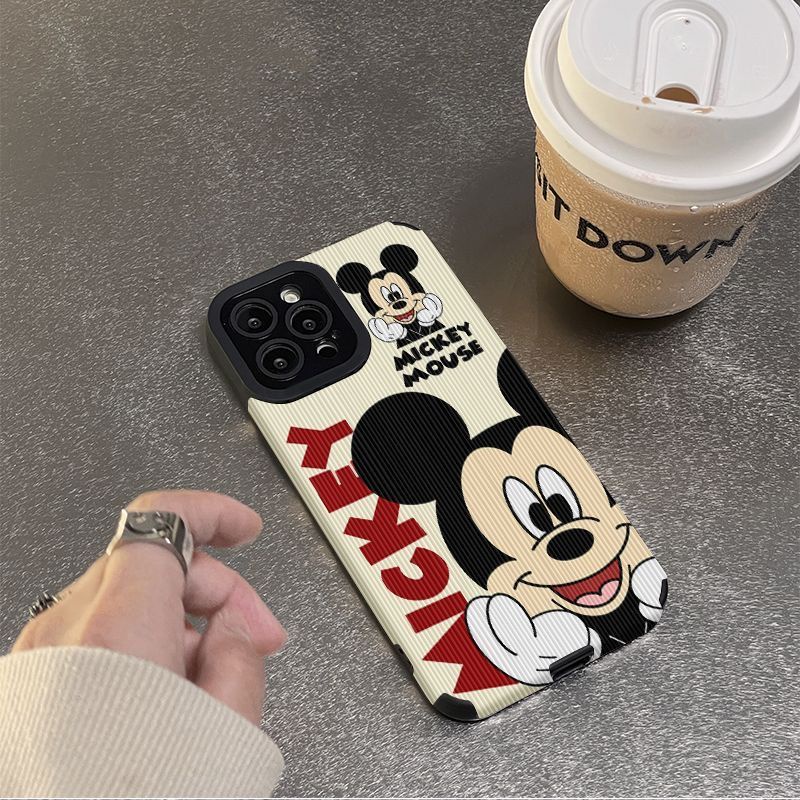 เคสโทรศัพท์มือถือหนังแกะนิ่ม กันตก ลายมิกกี้เมาส์น่ารัก สําหรับ Iphone 11Pro MAX 14 PRO MAX 11 12 13 15promax 7 8plus XR Xmax