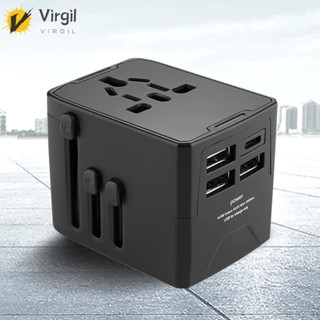 [Virgil.th] อะแดปเตอร์พาวเวอร์ 3USB 1 ประเภท C 1500W ครอบคลุม 200+ ประเทศ