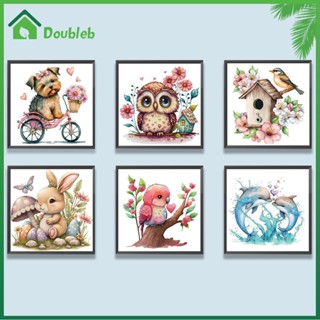 【Doub X ✮】ภาพวาดปักเพชร ทรงกลม ลายสัตว์ 5D DIY สําหรับตกแต่งบ้าน ✅ ✮