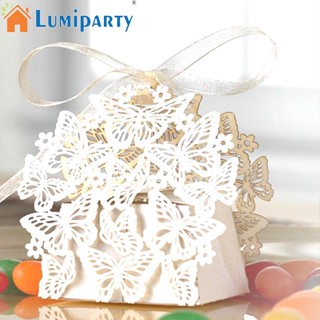 Lumiparty กล่องขนมแต่งงาน ลายผีเสื้อ พร้อมริบบิ้น 50 ชิ้น