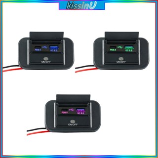 Kiss อะแดปเตอร์ซ็อกเก็ตชาร์จ USB 12V 24V QC3 0+PD3 0 อเนกประสงค์ ชาร์จเร็ว สําหรับรถจักรยานยนต์