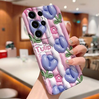 เคสโทรศัพท์มือถือ ลายดอกทิวลิป ป้องกันกล้อง สําหรับ Samsung S21 S22 Plus S22 Ultra S23 Plus S23 Ultra S20 FE Note 10 Plus