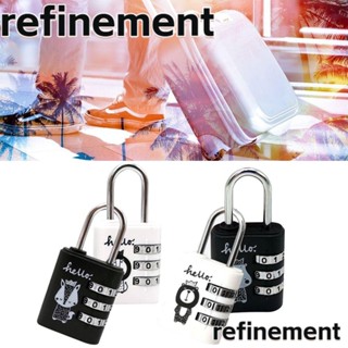 Refinement กุญแจล็อคตู้เสื้อผ้า โลหะผสมสังกะสี ลายการ์ตูน 3 หลัก แบบพกพา สุ่มสี สําหรับหอพัก