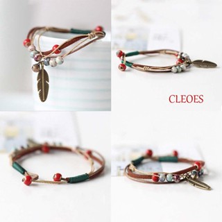 Cleoes สร้อยข้อมือ ลูกปัดพอร์ซเลน ปรับได้ แฟชั่นใหม่ 1 ชิ้น สําหรับผู้หญิง เครื่องประดับ