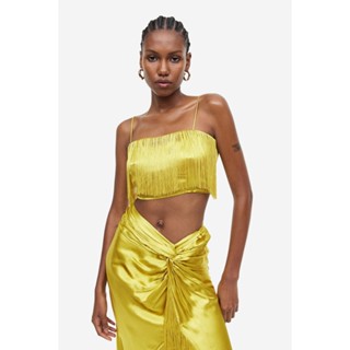 H&amp;M  Woman Fringed satin cropped top 1183908_1