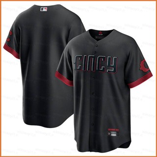 Fb 2023-2024 MLB เสื้อคาร์ดิแกนเบสบอล Cincinnati Reds Jersey Button Down