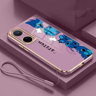 เคสโทรศัพท์มือถือ ขอบยางชุบ ป้องกันเต็มเลนส์ ลาย Stitch สําหรับ OPPO Reno 8T 5G reno8 T 4G Reno 6 5 Pro 5G