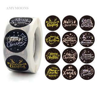 Amymoons สติกเกอร์ฉลาก ลายคริสต์มาส มีกาวในตัว สีบรอนซ์ สําหรับตกแต่ง