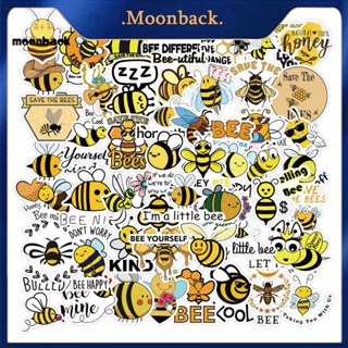 &lt;moonback&gt; สติกเกอร์ติดกระเป๋าเดินทาง ลายผึ้ง สีเหลือง น่ารัก ติดทนนาน สําหรับเด็ก 50 ชิ้น ต่อชุด