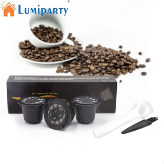 Lumiparty แคปซูลกรองกาแฟ 15 มล. พร้อมช้อนแปรง ใช้ซ้ําได้ สําหรับเอสเปรสโซ่ 3 ชิ้น