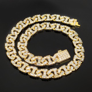 Hip Hop Exaggerate 13mm Cuban Chain Necklace Rhinestones Diamond Bracelet Jewelry Accessories LY