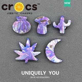 Jibbitz crocs กระดุมโลหะ สีม่วง สําหรับตกแต่งรองเท้า