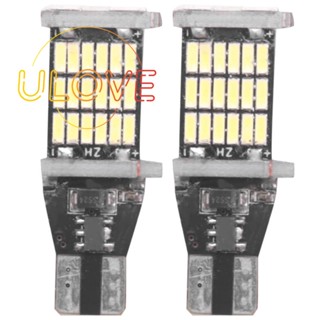 หลอดไฟถอยหลังรถยนต์ LED T15 W16W 45 SMD 4014 6000K สีขาว 2 ชิ้น