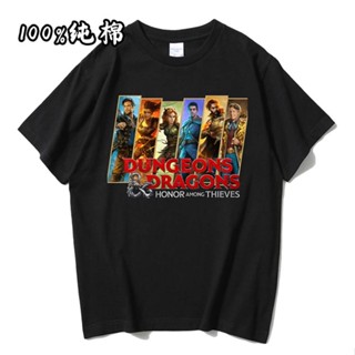 เสื้อยืดแขนสั้น คอกลม ผ้าฝ้าย 100% พิมพ์ลาย Adventure Fantasy Game Movie Dungeons &amp; Dragons Dungeons สําหรับผู้ชาย