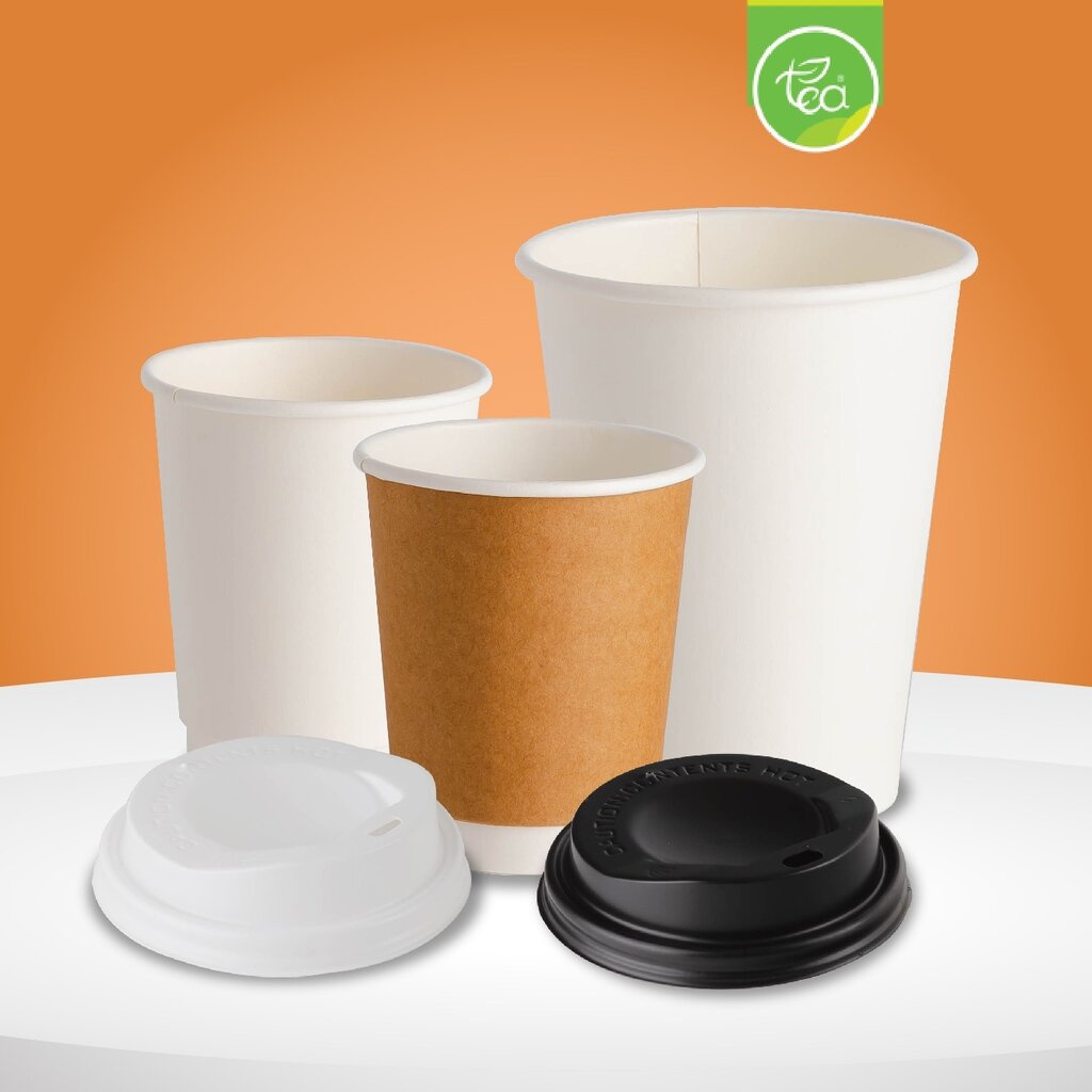 แก้วกระดาษร้อน สองชั้น Double Wall ทุกขนาด สำหรับเครื่องดื่มร้อน ชา กาแฟ บรรจุ 50 ชิ้น/แถว จำหน่ายโดย ทีอีเอ
