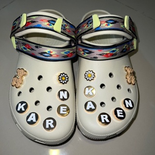 Crocs Jibbitz จี้ตัวอักษร A-Z สีทอง เครื่องประดับ สําหรับรองเท้าผู้หญิง