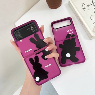 เคสโทรศัพท์มือถือแบบนิ่ม กันกระแทก ลายกระต่ายสีม่วง สําหรับ Samsung Galaxy Z Flip 4 5G Z Flip 3 Flip4