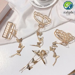 RALPH Vintage Crab Clips Geometry Hair Accessories Butterfly Hair Claws Women Elegant Headwear Fashion Korean Tassel Pendant Hair Clips