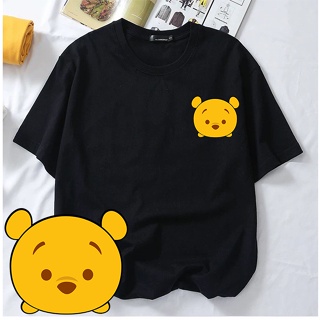 [S-5XL] &lt;Popcloset&gt; เสื้อยืดแขนสั้น ผ้าฝ้าย พิมพ์ลาย Winnie the Pooh tsum tsum Disney สําหรับผู้ชาย และผู้หญิง