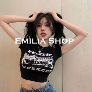 EMILIA SHOP  เสื้อยืด เสื้อครอป เสื้อผ้าแฟชั่นผู้หญิง สไตล์เกาหลี 2023 ใหม่  ins คุณภาพสูง สไตล์เกาหลี Stylish A29J0X5 36Z230909