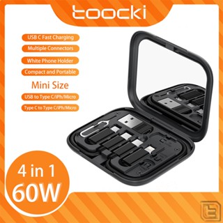 Toocki 4-in-1 PD 60W 4in1 USB Type C ชาร์จเร็ว สายเคเบิลข้อมูล USB C เป็น Micro Type C lOS พร้อมกล่องใส่ สําหรับแล็ปท็อป โทรศัพท์