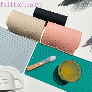 Fallforbeauty แผ่นซิลิโคน ระบายน้ํา ทนทาน สําหรับรองจาน 1 ชิ้น