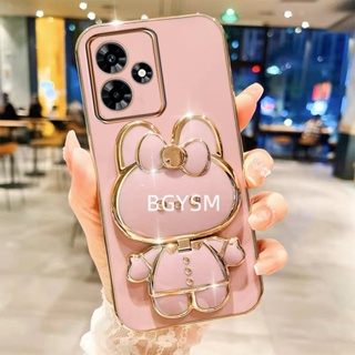 ใหม่ พร้อมส่ง เคสโทรศัพท์มือถือนิ่ม ลายการ์ตูนกระต่ายน่ารัก พร้อมกระจกแต่งหน้า ขาตั้ง สําหรับ Realme C51 NFC C53 2023