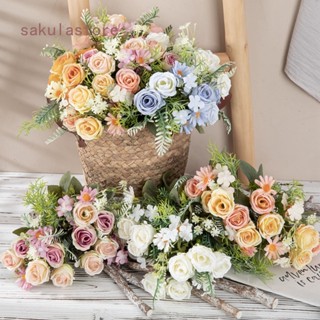 ดอกกุหลาบประดิษฐ์ ดอกเดซี่ปลอม สําหรับตกแต่งบ้าน งานแต่งงาน สวน ในร่ม