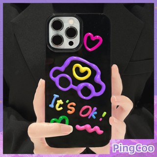 PingCoo - Candy Case For iPhone 14 13 12 11 Plus Pro Max XR TPU Soft Glossy Black Case Cute Colorful Car Camera Protection Shockproof Back Cover