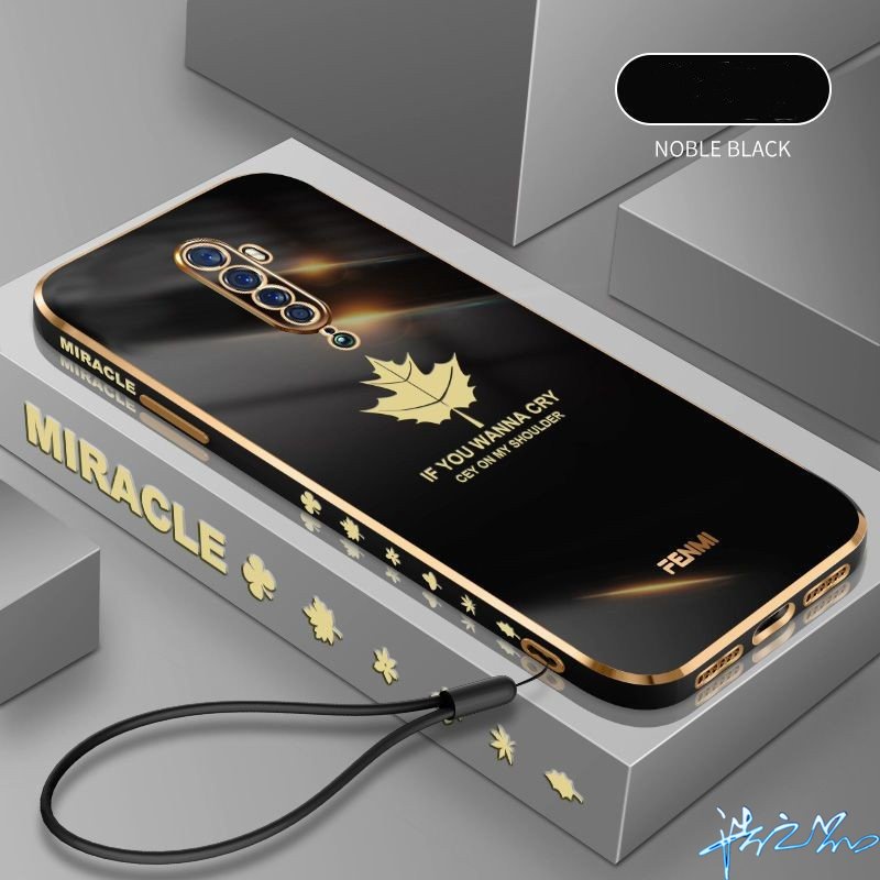 เคส Oppo Reno 2F 2 8T 7Z 6Z 2Z Reno 4 5 3 Remo 4G 5G เคสสไตล์เกาหลี 6D ซิลิโคนนิ่ม หรูหรา เคสโทรศัพท์ชุบไฟฟ้า + ฟรีสายคล้อง